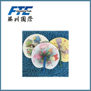 Promotional Paper and Wooden Circular Fold up Fans