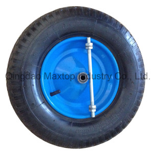 Cross Pattern Poland Market Pneumatic Rubber Wheel with Axle